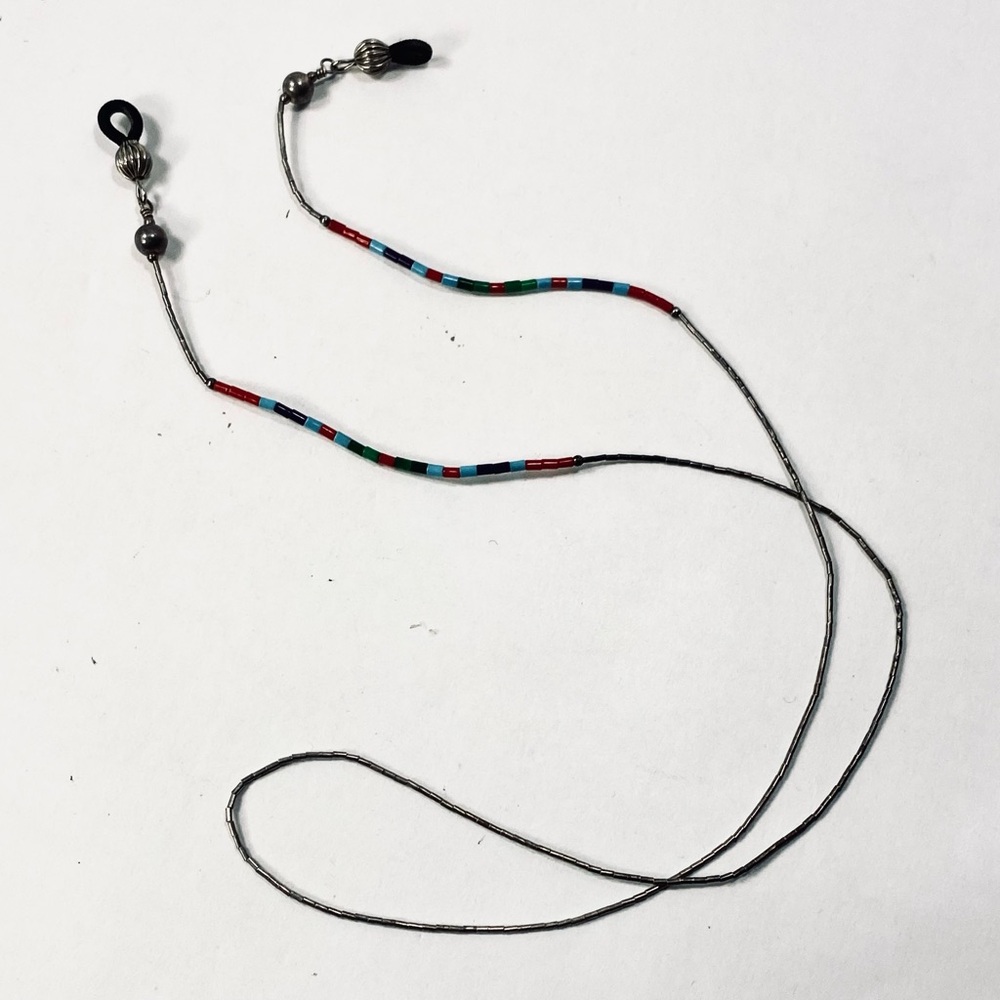 🎉LAST CALL🎉 Silver Beaded Turquoise Eyeglasses Holder Necklace